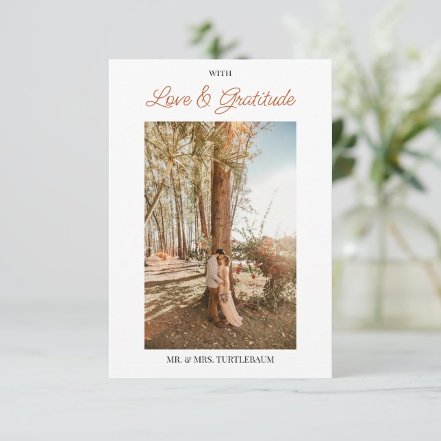 Tarjeta De Agradecimiento Hojas Florales Acuarela (Anverso de pie)