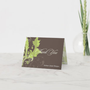 Tarjeta De Agradecimiento Hojas Ornamentales/Verdes + Marrón/Tarjetas de agr