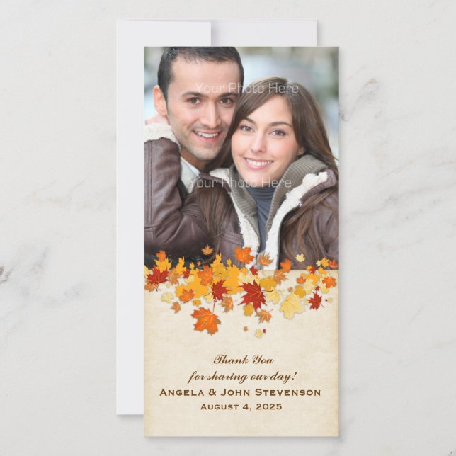 Tarjeta De Agradecimiento Hojas otoñales (Anverso)