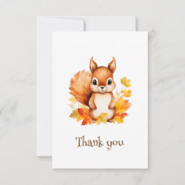Tarjeta De Agradecimiento Hojas otoñales personalizadas de ardilla animal pu