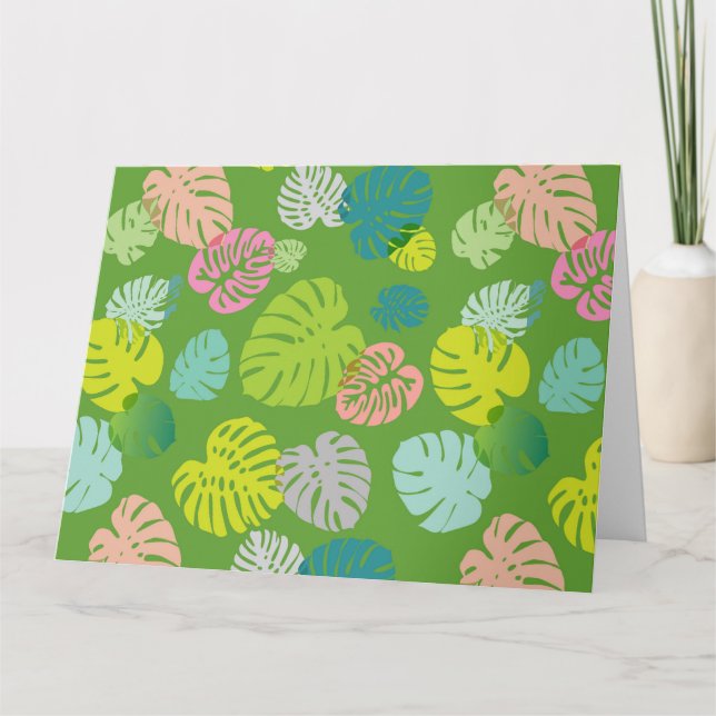 Tarjeta De Agradecimiento Hojas tropicales multicolores 8 (Anverso)