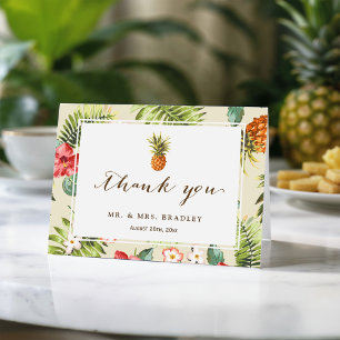 Tarjeta De Agradecimiento Hojas tropicales Piña Hawái Luau Gracias