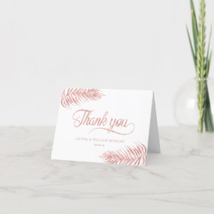 Tarjeta De Agradecimiento Hojas Tropicales Rosa Dorado Boda Elegante