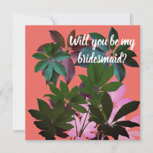 Tarjeta De Agradecimiento Hojas Tropicales, ¿serás mi dama de honor