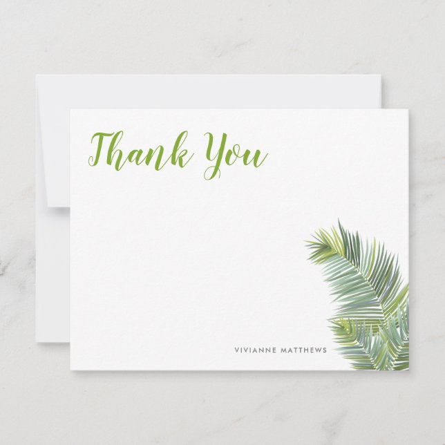 Tarjeta De Agradecimiento Hojas tropicales verdes (Anverso)