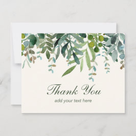 Tarjeta De Agradecimiento Hojas verdes acuarela Gracias