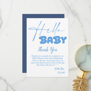 Tarjeta De Agradecimiento Hola Bebé Elegante Baby Shower