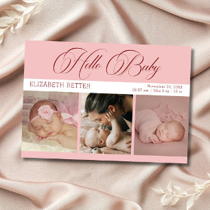 Tarjeta De Agradecimiento Hola Bebé Tres Fotos Baby Shower Gracias