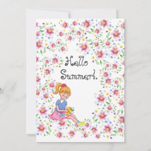 Tarjeta De Agradecimiento Hola cartón de saludo floral de verano