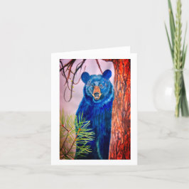 Tarjeta De Agradecimiento Hola de la pintura de la acuarela del oso negro