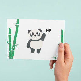 Tarjeta De Agradecimiento Hola - Notecard plano con temática panda