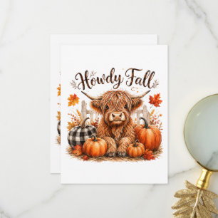 Tarjeta De Agradecimiento Hola Otoño Vaca de las Tierras Altas Feliz Día de