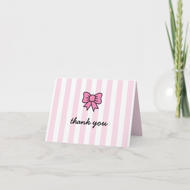 Tarjeta De Agradecimiento Hola Personalizado Cutie Bow Gracias (Anverso)