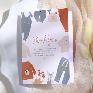 Tarjeta De Agradecimiento Hola Ropa Boho Bebé Niño Baby Shower Gracias