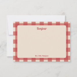 Tarjeta De Agradecimiento Hola Sr y Sra Patrón de Cuadros Rojos
