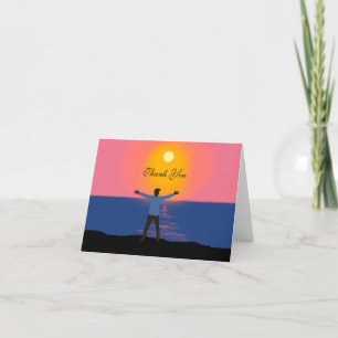 Tarjeta De Agradecimiento Hola Sun Magical Sunset Beach Scene