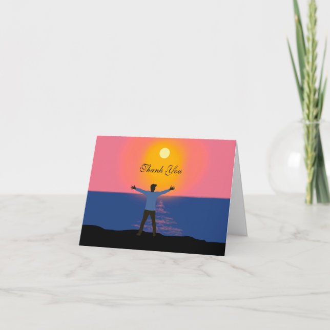 Tarjeta De Agradecimiento Hola Sun Magical Sunset Beach Scene (Anverso)