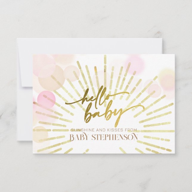 Tarjeta De Agradecimiento Hola Sunshine Boho moderno Happy Baby Shower (Anverso)