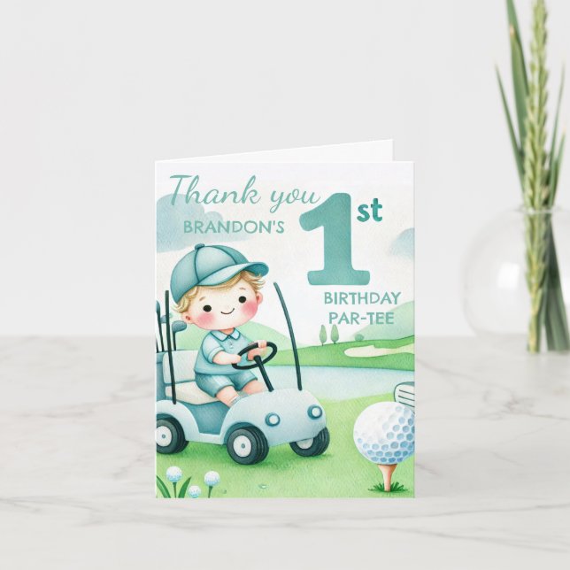 Tarjeta De Agradecimiento Hole in One Birthday Boy Golf Par-tee (Anverso)