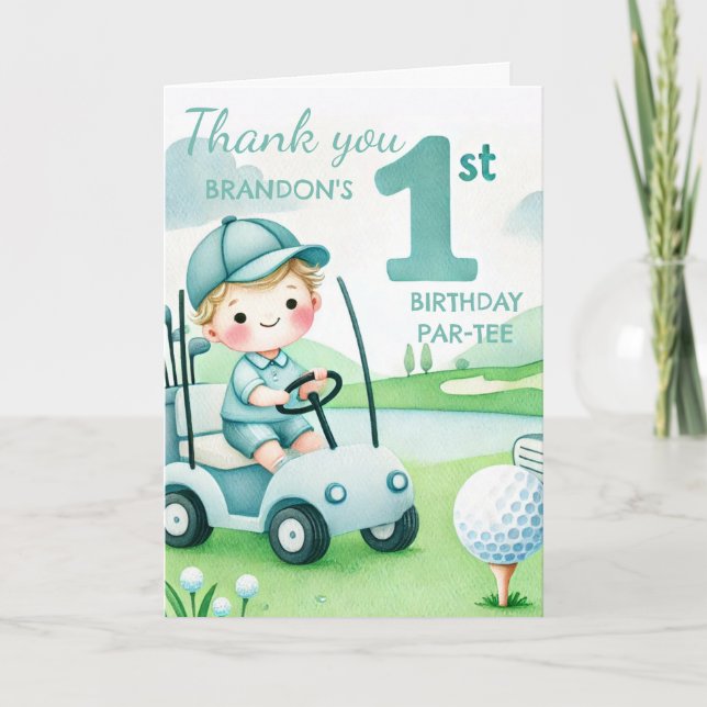 Tarjeta De Agradecimiento Hole in One Birthday Boy Golf Par-tee (Anverso)