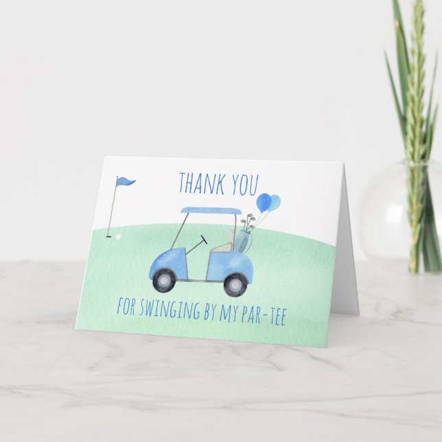 Tarjeta De Agradecimiento Hole In One Golf First Birday (Anverso)