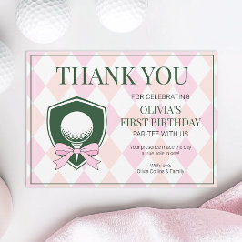 Tarjeta De Agradecimiento Hole In One Pink Golf Chicas Modernas Primer Cumpl