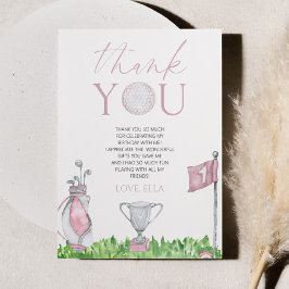 Tarjeta De Agradecimiento Hole In One Pink Golf Primer Fiesta de Cumpleaños