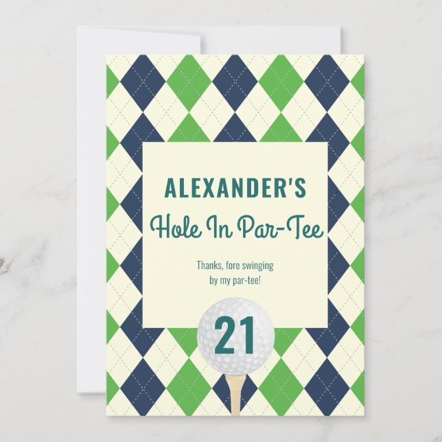 Tarjeta De Agradecimiento Hole in Par-Tee Any Age Golf Mastered Cumpleaños (Anverso)