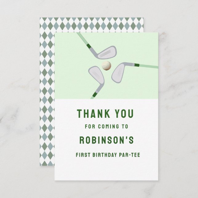 Tarjeta De Agradecimiento Hole moderno en cumpleaños de golf One Par-tee (Anverso / Reverso)