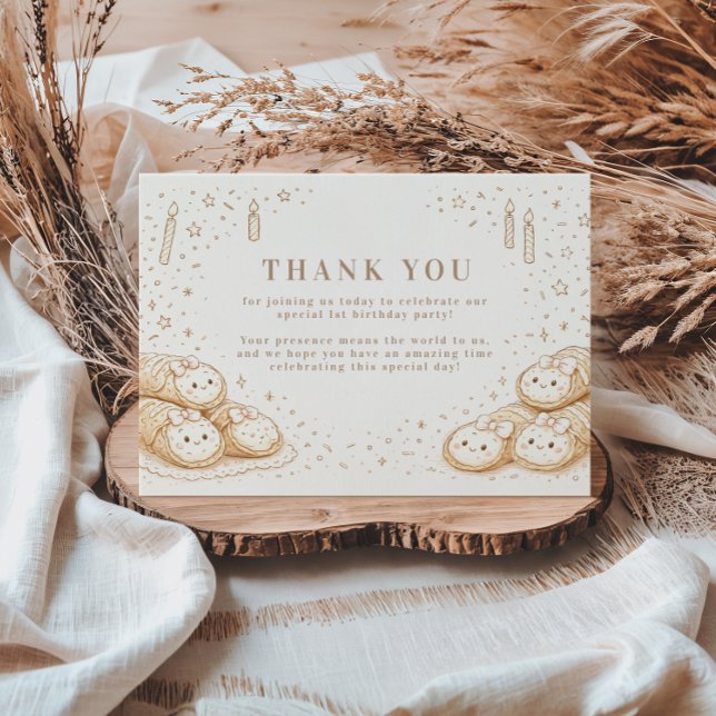 Tarjeta De Agradecimiento Holi Cannoli Sweet Bakery 1st Birthday (Subido por el creador)