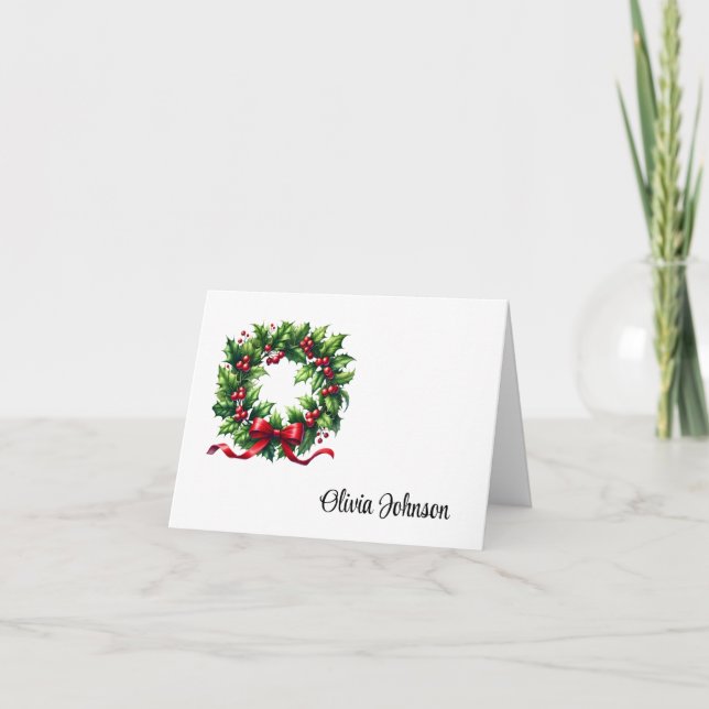 Tarjeta De Agradecimiento Holiday Custom Name Folded Note Cards (Anverso)