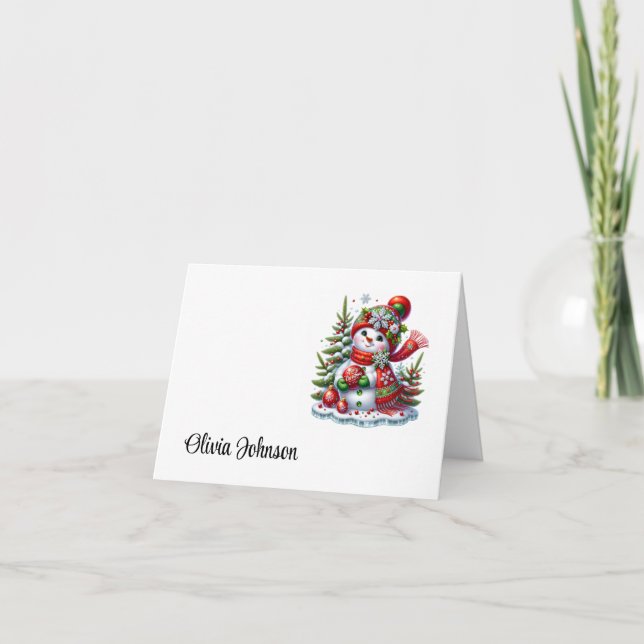 Tarjeta De Agradecimiento Holiday Custom Name Folded Note Cards (Anverso)