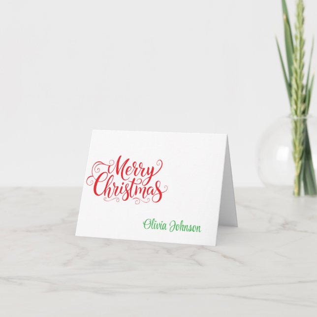Tarjeta De Agradecimiento Holiday Custom Name Folded Note Cards (Anverso)