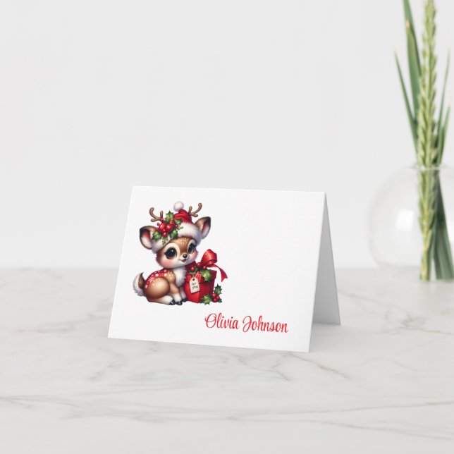 Tarjeta De Agradecimiento Holiday Custom Name Folded Note Cards (Anverso)