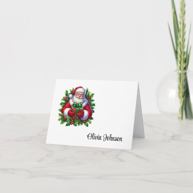 Tarjeta De Agradecimiento Holiday Custom Name Folded Note Cards (Anverso)