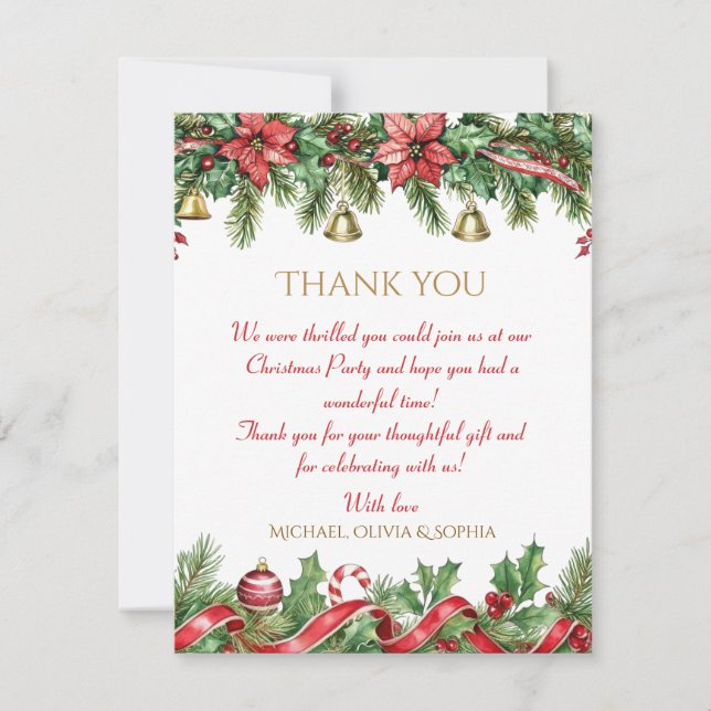 Tarjeta De Agradecimiento Holiday Elegant Soft Merry Christmas Party (Anverso)