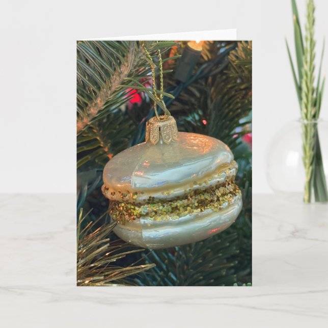 Tarjeta De Agradecimiento Holiday Macaron Christmas Tree Ornament Card (Anverso)