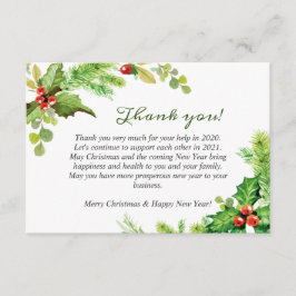 Tarjeta De Agradecimiento Holly Berry Navidad Holiday Corporate