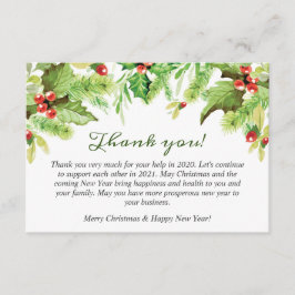 Tarjeta De Agradecimiento Holly Berry Navidades Holiday Corporate Gracias