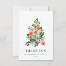 Tarjeta De Agradecimiento Holly Berry Tree Navidades saluda feriado