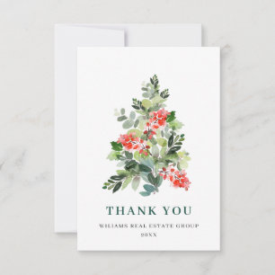 Tarjeta De Agradecimiento Holly Berry Tree Navidades saluda feriado