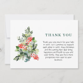 Tarjeta De Agradecimiento Holly Berry Tree Navidades saluda feriado