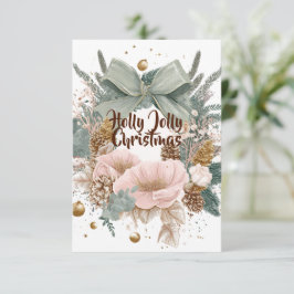 Tarjeta De Agradecimiento Holly Jolly Christmas Card – Festive Holiday Wish