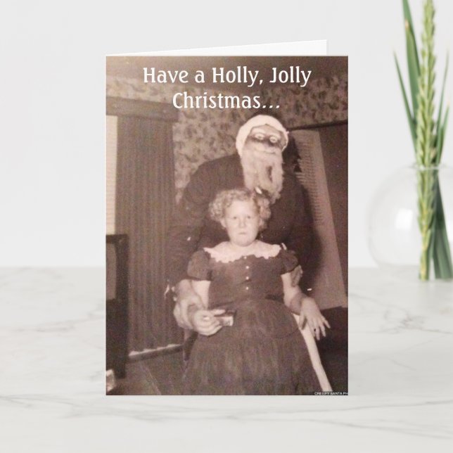 Tarjeta De Agradecimiento Holly Jolly Navidades Creepy Santa Card (Anverso)