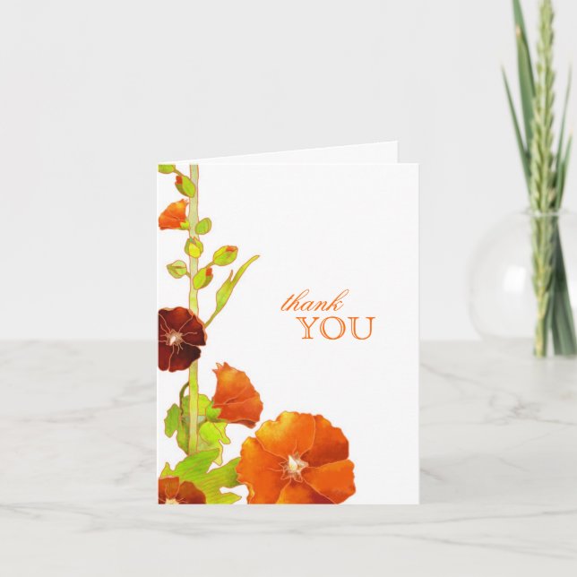 Tarjeta De Agradecimiento Hollyhock Garden Wedding Gracias (Anverso)