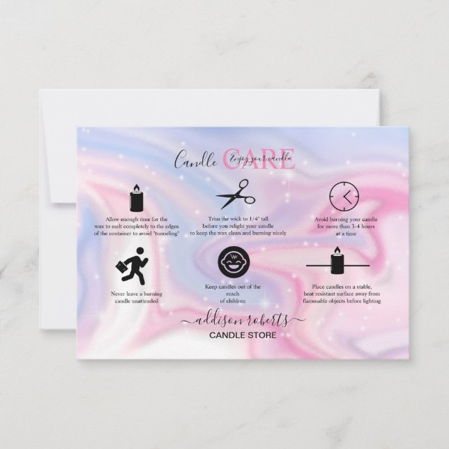 Tarjeta De Agradecimiento Holograma Holograma Neon Candle (Anverso)