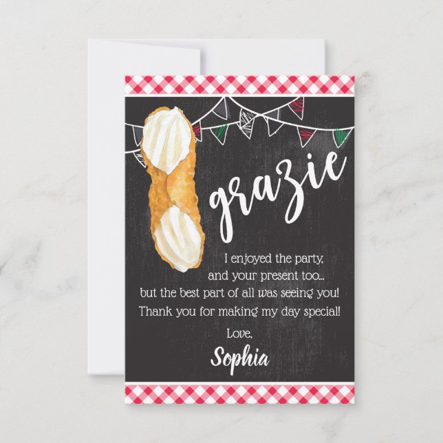 Tarjeta De Agradecimiento Holy Cannoli - Thank You Note Italian Birthday (Anverso)