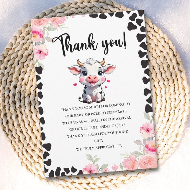 Tarjeta De Agradecimiento Holy Cow , Cow Baby shower Girl (Subido por el creador)