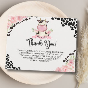 Tarjeta De Agradecimiento Holy Cow It's a Girl Cute Cow Baby shower