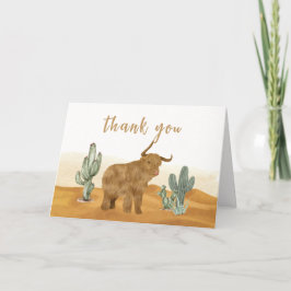 Tarjeta De Agradecimiento Holy Cow Minimal Boho Cactus Desert Baby Shower